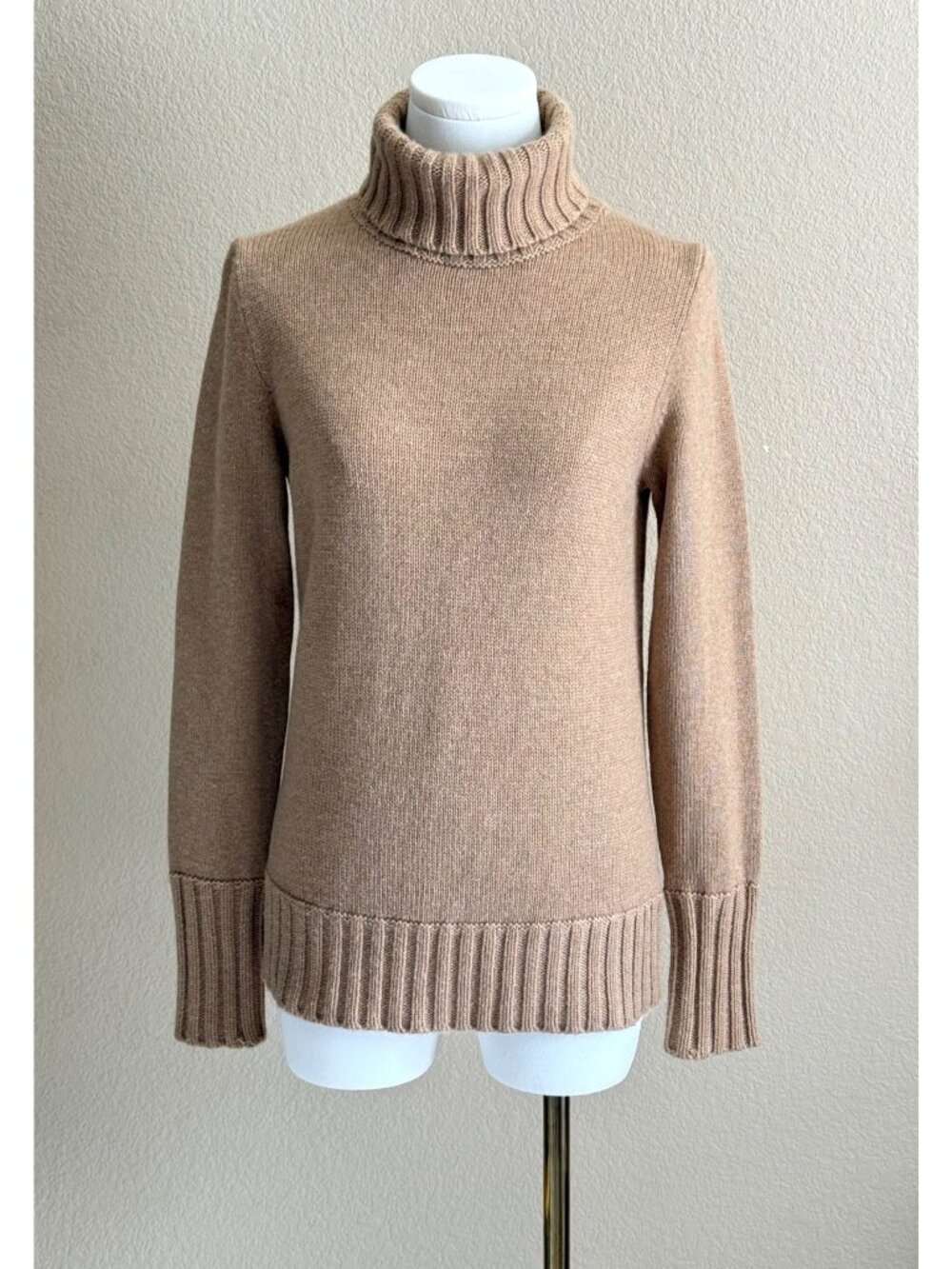 J. Crew Collection Women's Italian Cashmere Turtleneck Sweater Camel Luxury